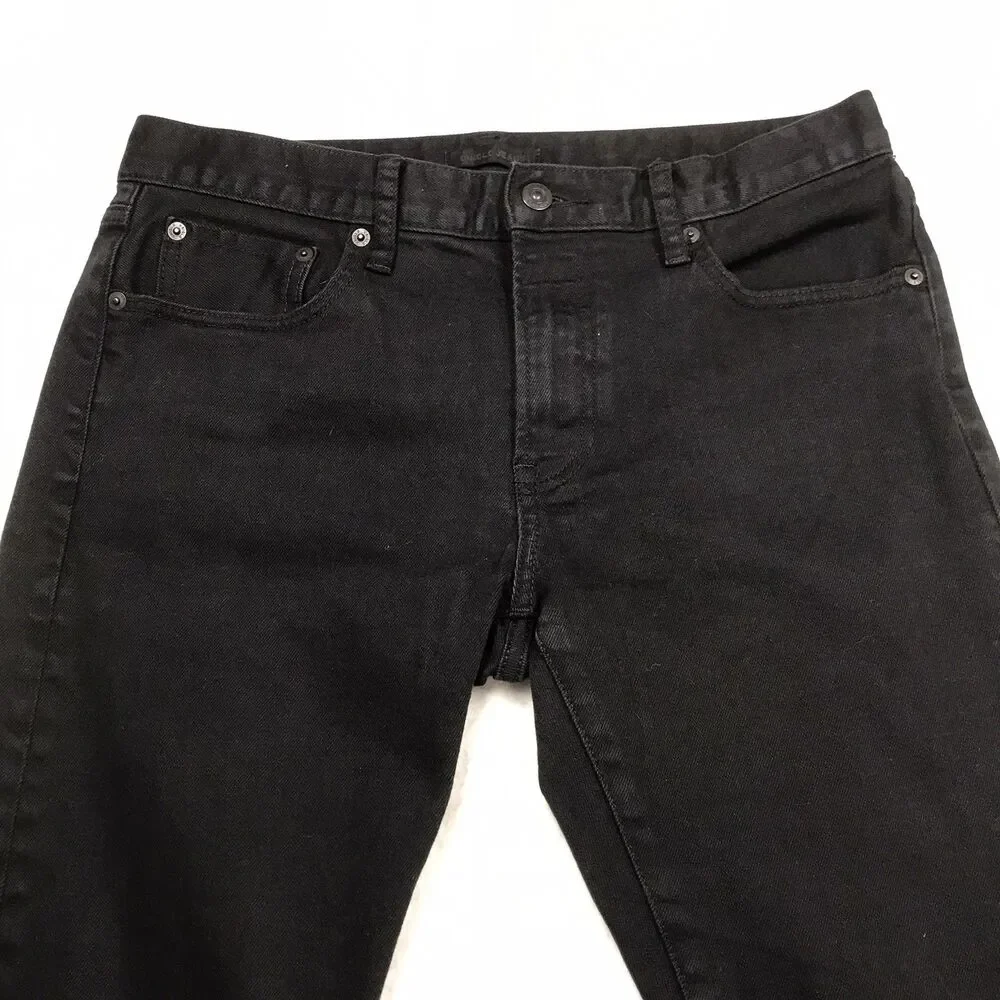 UNIQLO Selvedge Black Jeans Men 32x30 (32/32 tag) Slim Fit Straight Mid Rise